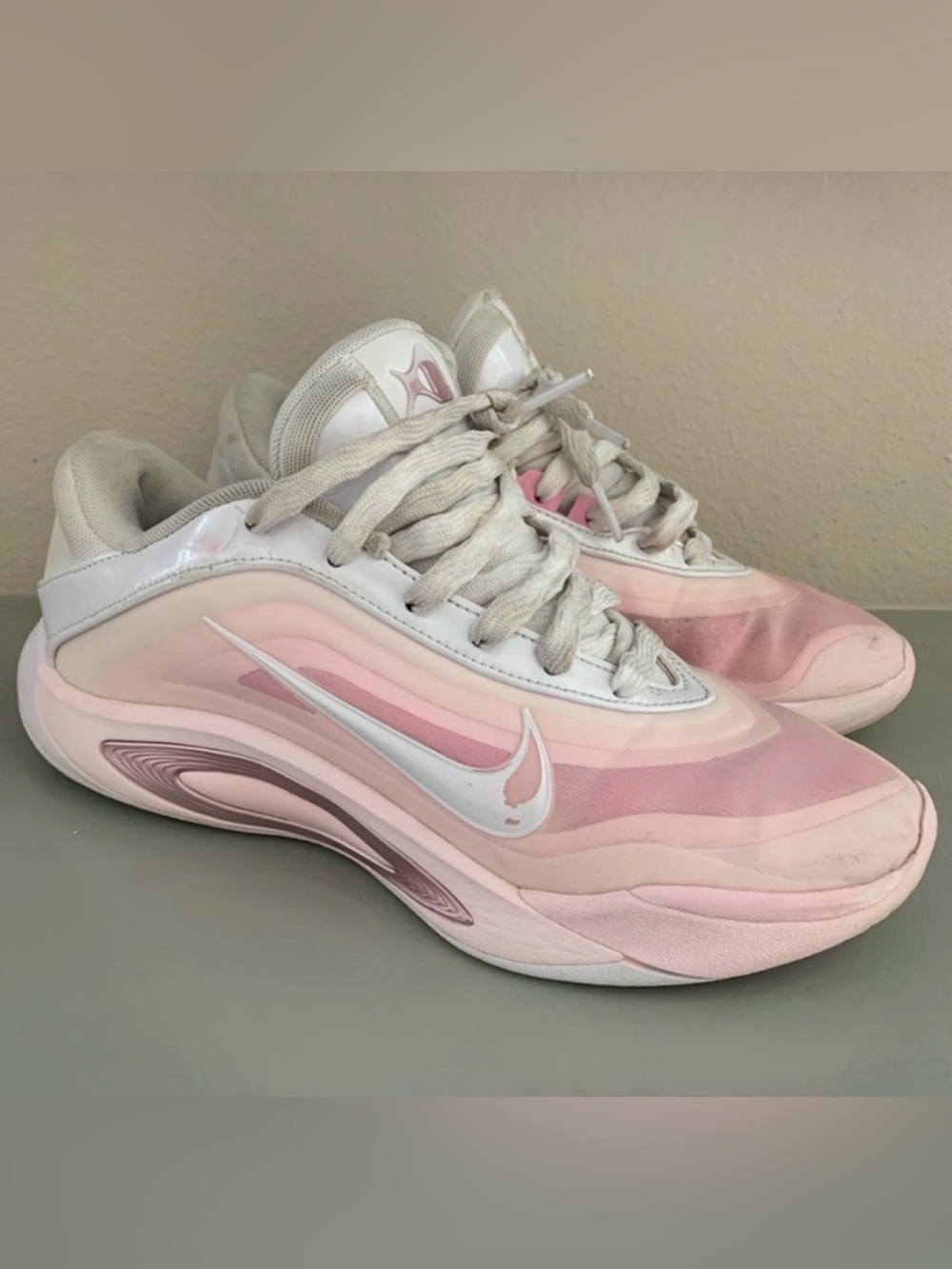 Nike Aja Wilson A’One Women's Pink and White Sneakers in Birthday Cake Size 6.5Y